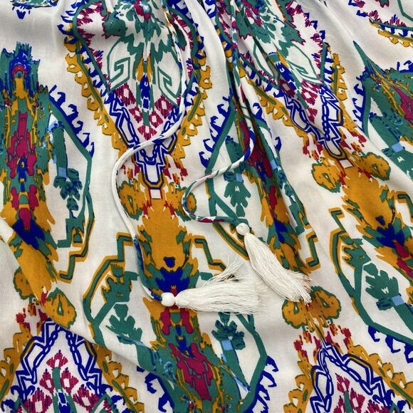 Rachel Zoe Top Womens 1X Multicolor Tassel 3/4 Sleeve Tunic Blouse Flowy Boho - Picture 4 of 10